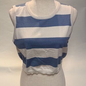 Nautical Blue and White Striped Crop Top